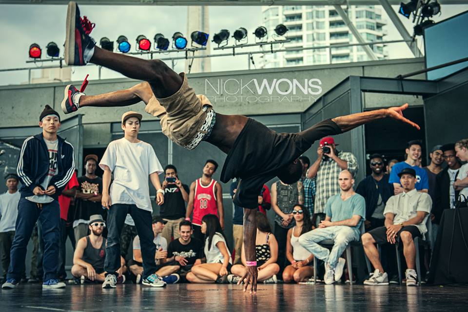 Dancers competing in Canada Day 2-on-2 breakdance battle Toronto