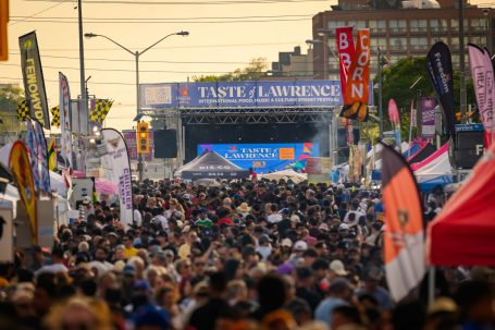 Photo of the stage and the crowds at Taste of Lawrence festival in Scarborough