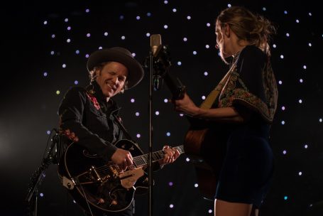 Close up shot of Whitehorse Performing at Massey Hall in Toronto