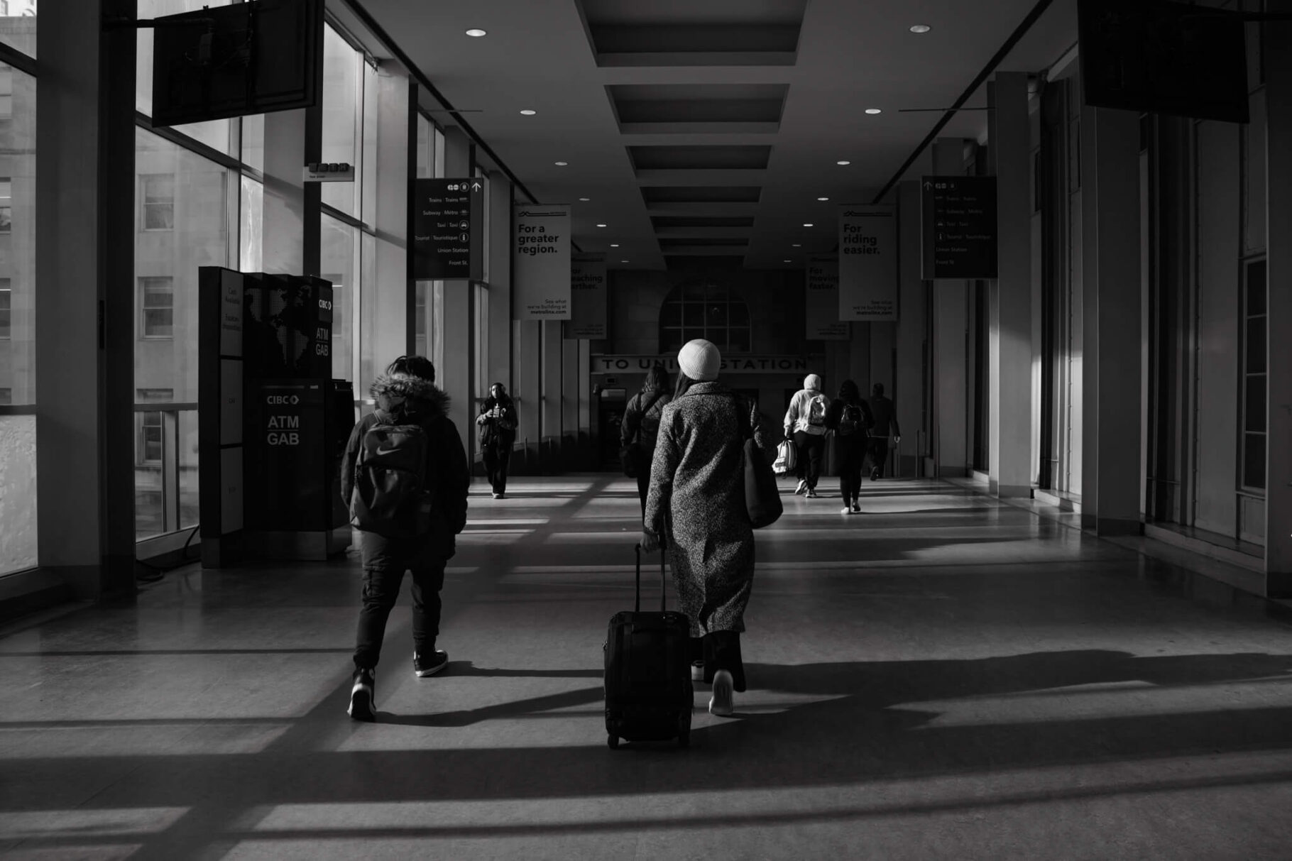People Walking from skywalk into Union Station from UP Express in Downtown Toronto Street Photography 2024 by Nick Wons_2867