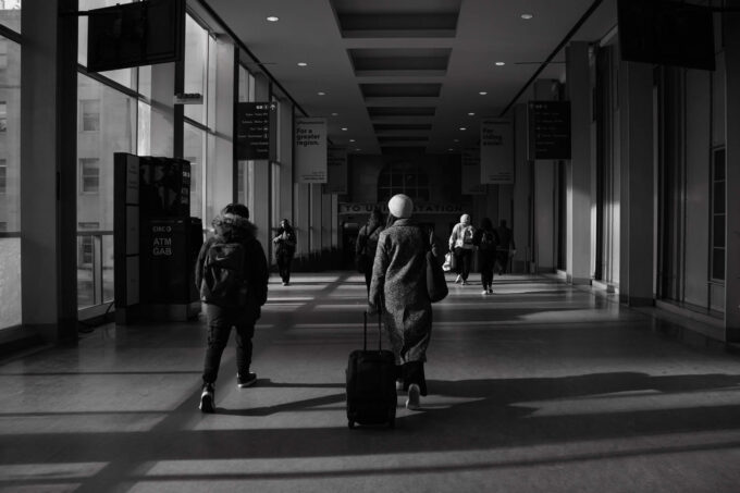 People Walking from skywalk into Union Station from UP Express in Downtown Toronto Street Photography 2024 by Nick Wons_2867