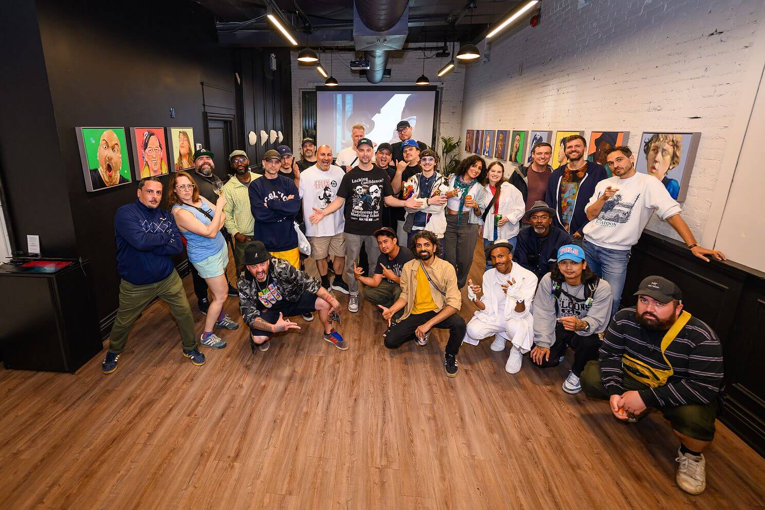 Group Photo of attendees at Painting For The After-Culture_Case Mackeen opening event at Isza Gallery_ June 5 2025